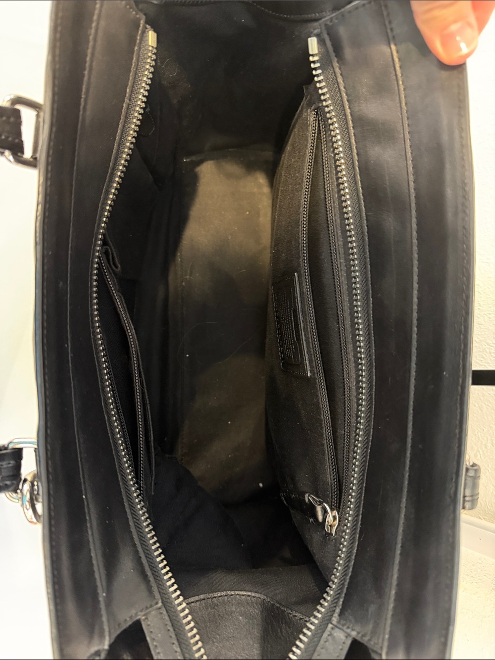 Coach Black Leather Tote with Tassel Charm and Top Handles - Picture 5 of 8